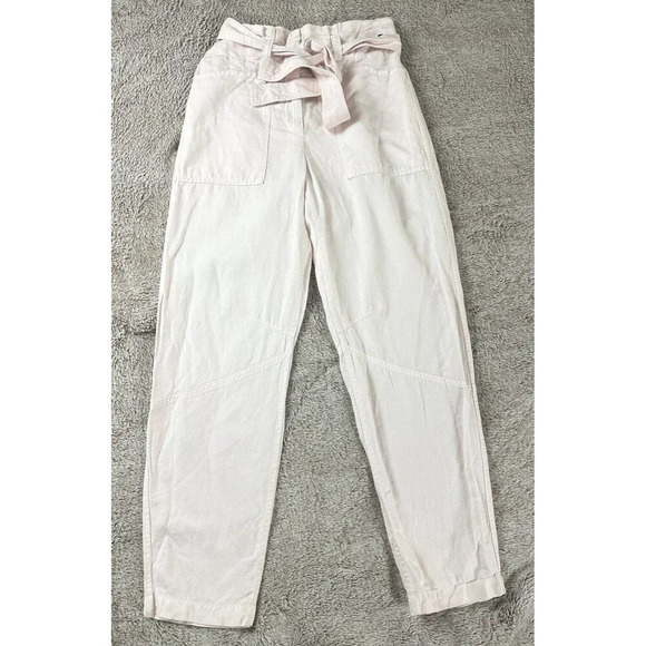 A.L.C. Coburn Tapered Paperbag High Waist Pants Linen Blend Morganite Pink 4 - Picture 8 of 16